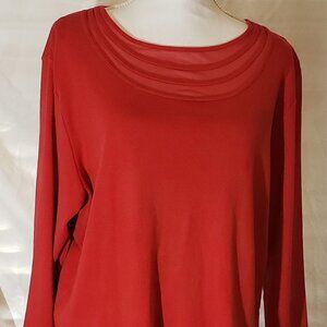 EUC - Rafaella Red Sweater 3/4 sleeve 100% Cotton